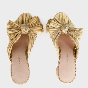 LOEFFLER RANDALL Gold Penny Knot Mules